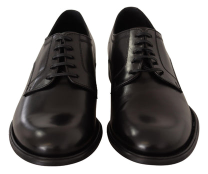 Elegante zwarte leren formele derbyschoenen