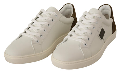 Zapatillas elegantes de cuero blanco para hombre