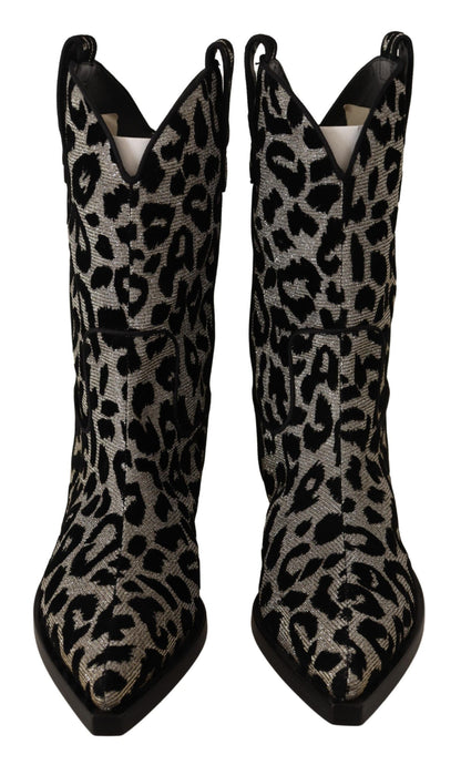 Botas elegantes a media pantorrilla con estampado de leopardo