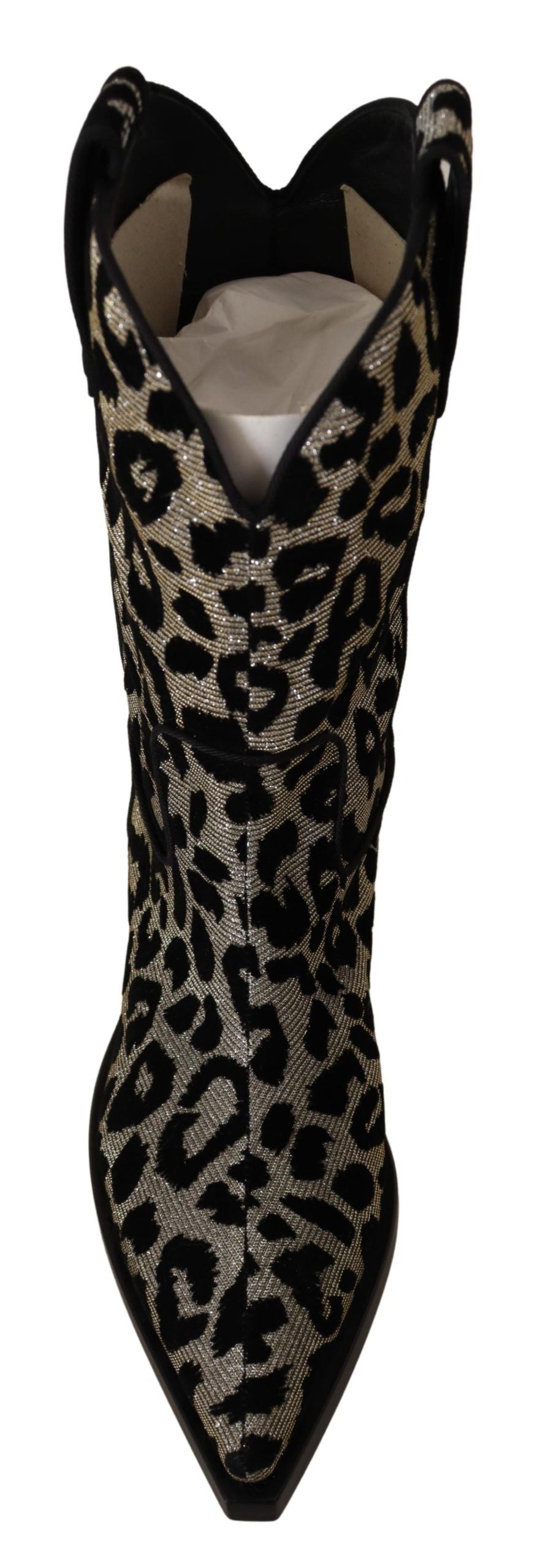 Botas elegantes a media pantorrilla con estampado de leopardo