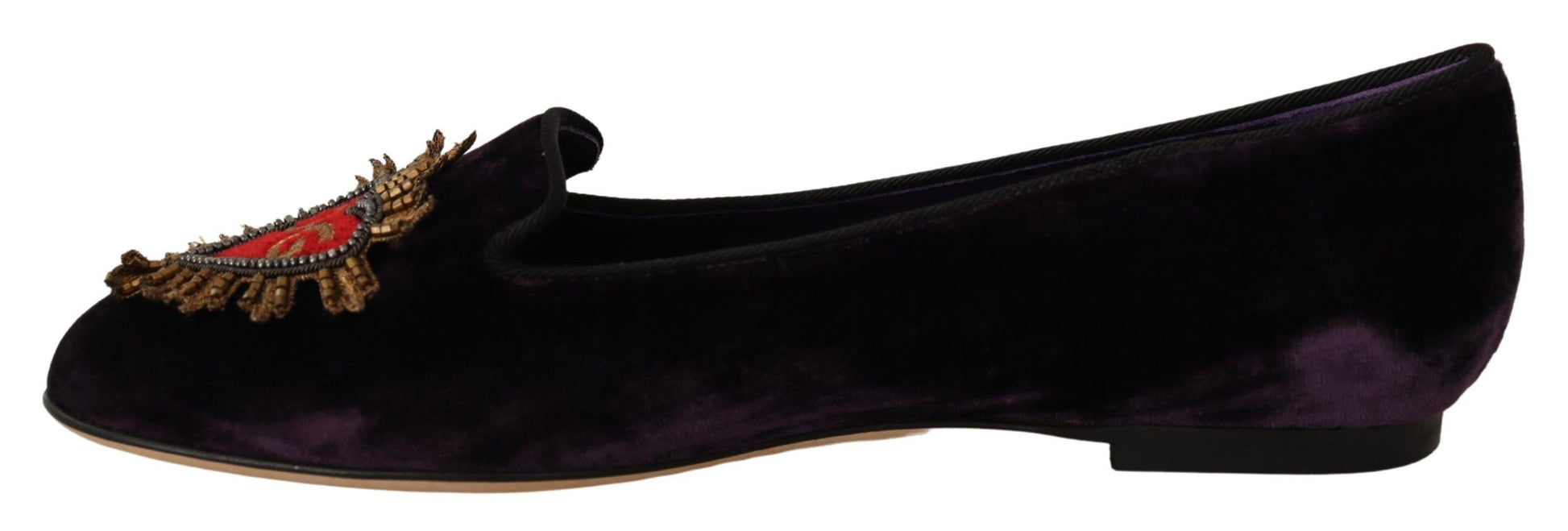 Chique paars fluwelen loafers met hartdetail