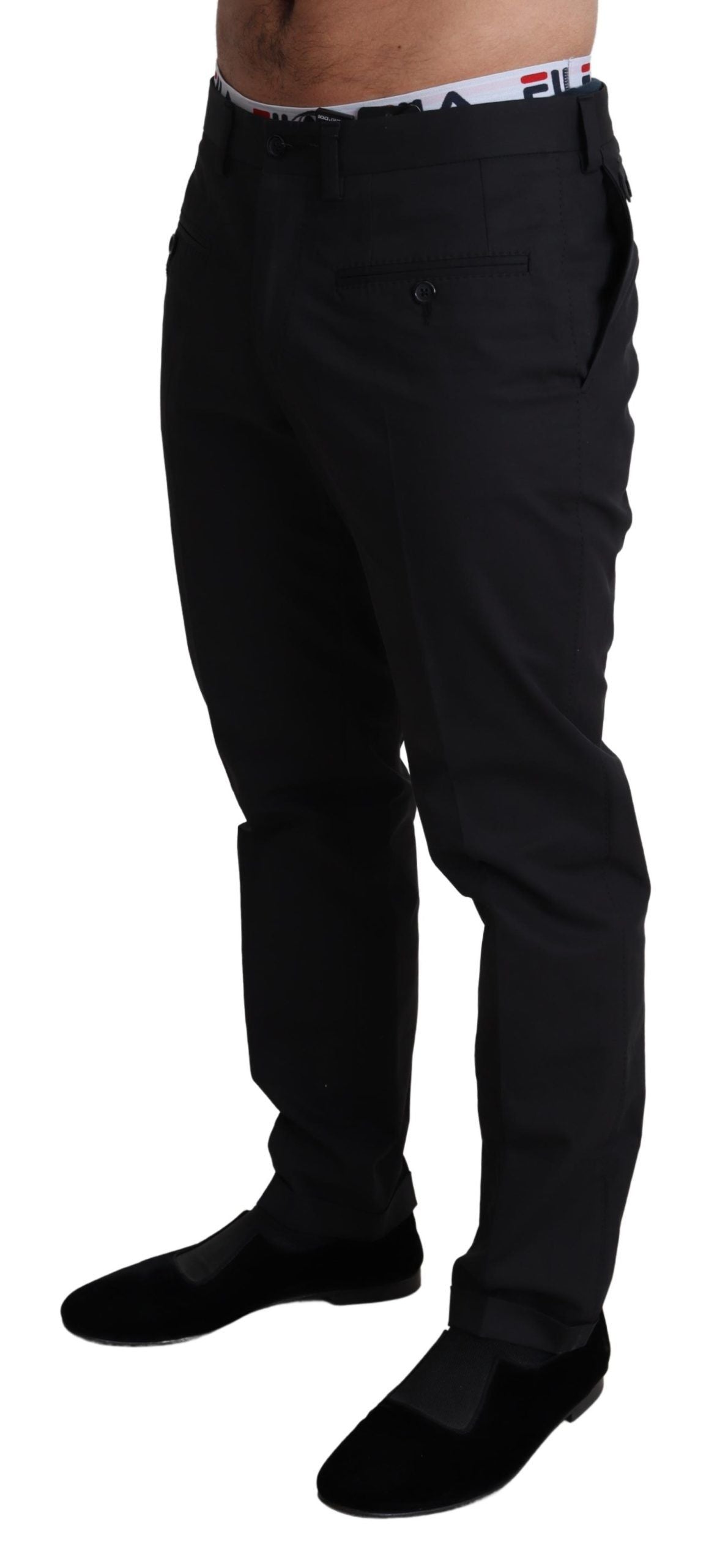 Pantalón elegante de algodón elástico negro