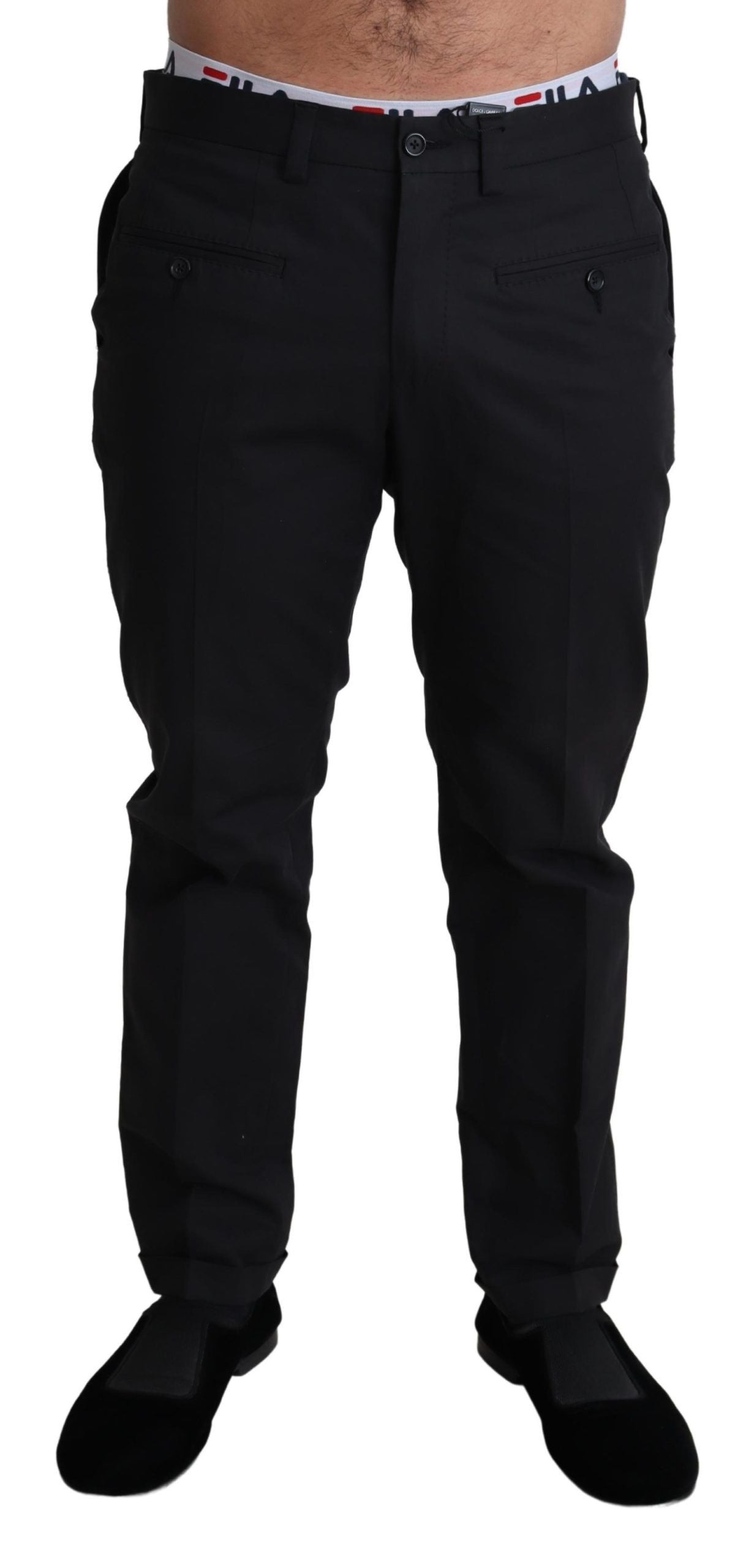 Pantalón elegante de algodón elástico negro