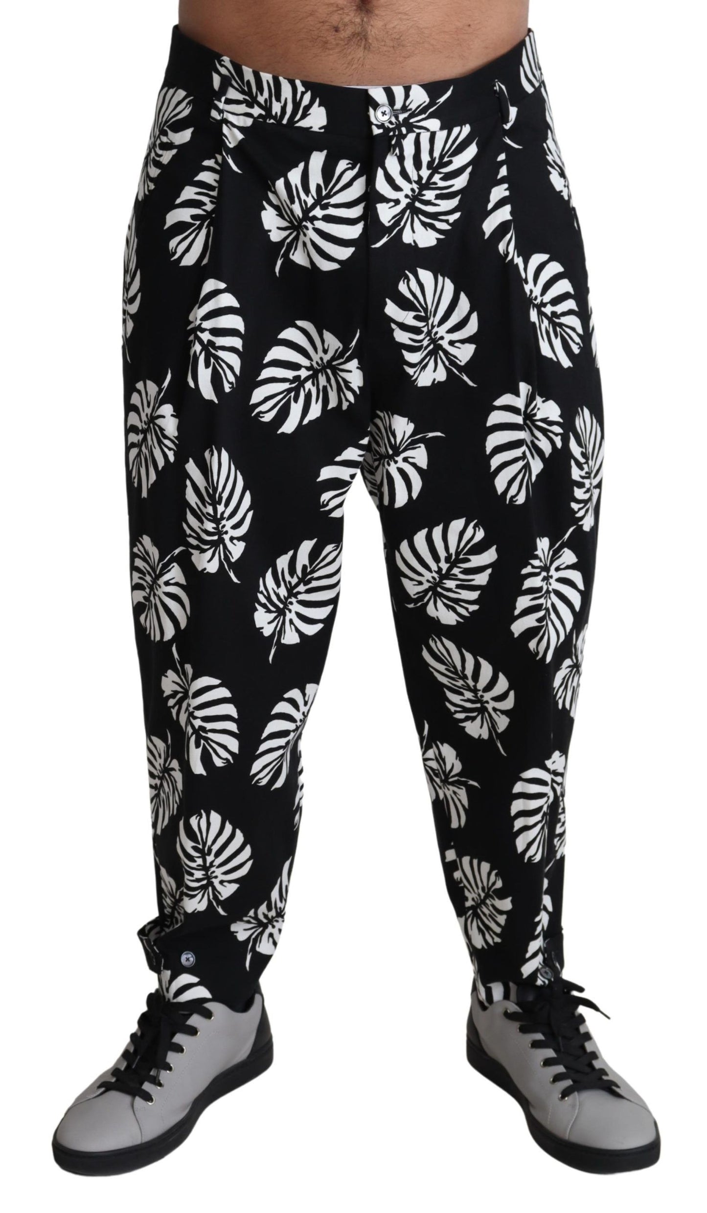 Elegante katoenen broek met palmbladprint