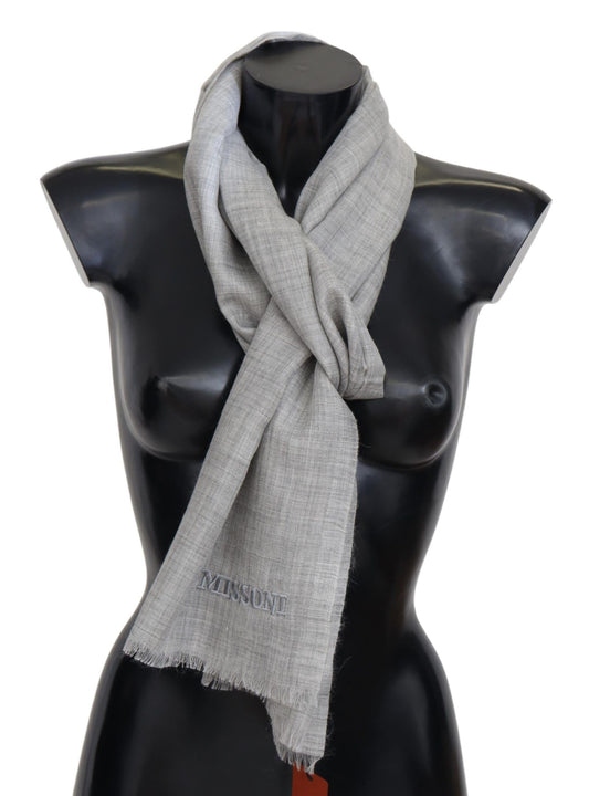 Elegant Beige Wool Silk Unisex Scarf