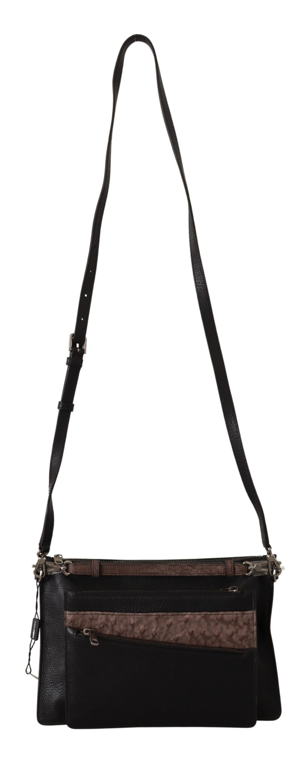 Elegante bolso bandolera de cuero negro