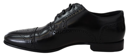 Elegante zwarte leren formele derbyschoenen