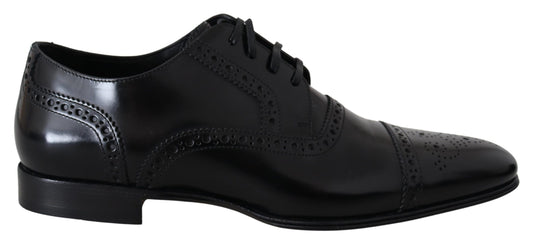 Elegante zwarte leren formele derbyschoenen