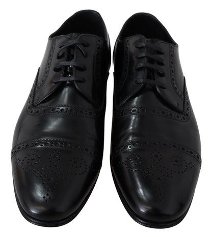 Elegante zwarte leren formele derbyschoenen