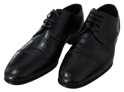 Elegante zwarte leren formele derbyschoenen