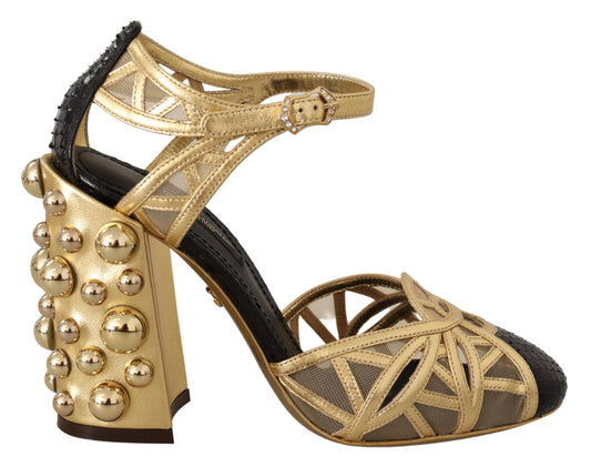 Elegante leren pumps met kristallen studs