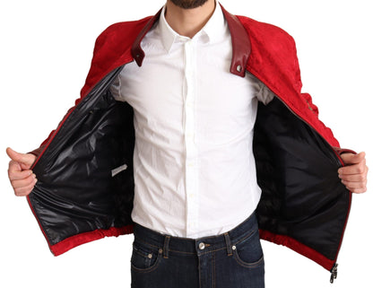 Chaqueta bomber de diseñador roja y dorada