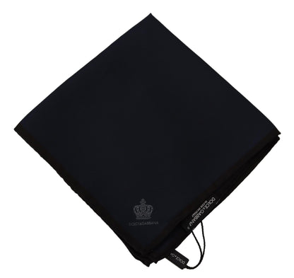 Elegant Silk Black Pocket Square Handkerchief