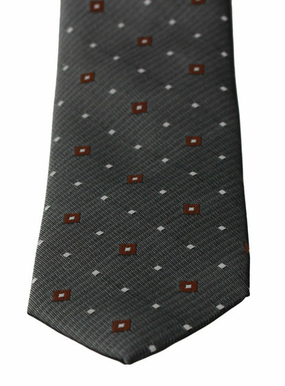 Corbata de cuello en mezcla de seda con estampado gris elegante