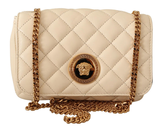 Witte nappa lederen Medusa kleine crossbody tas