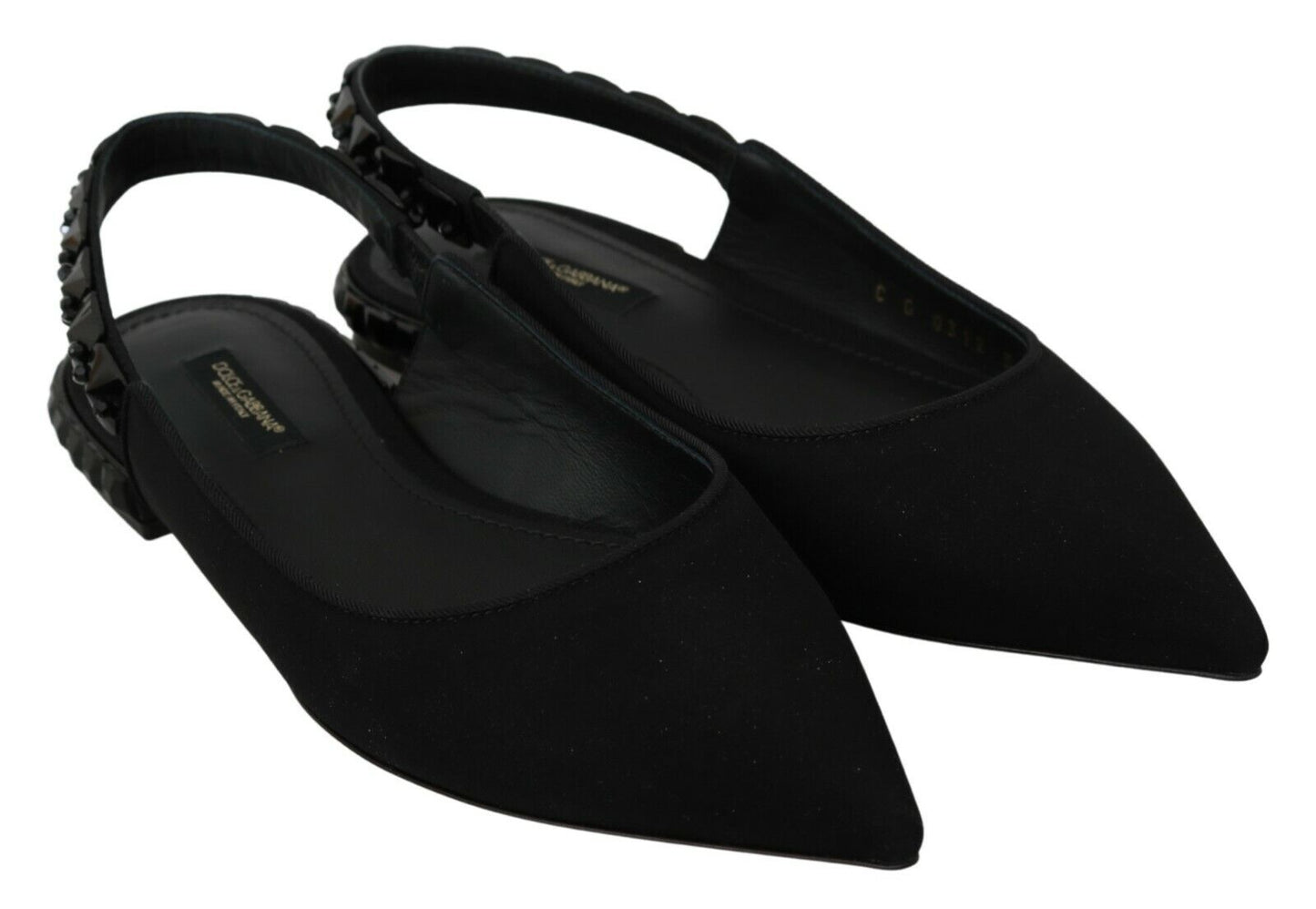 Zwarte flats slingback charmeuse schoenen