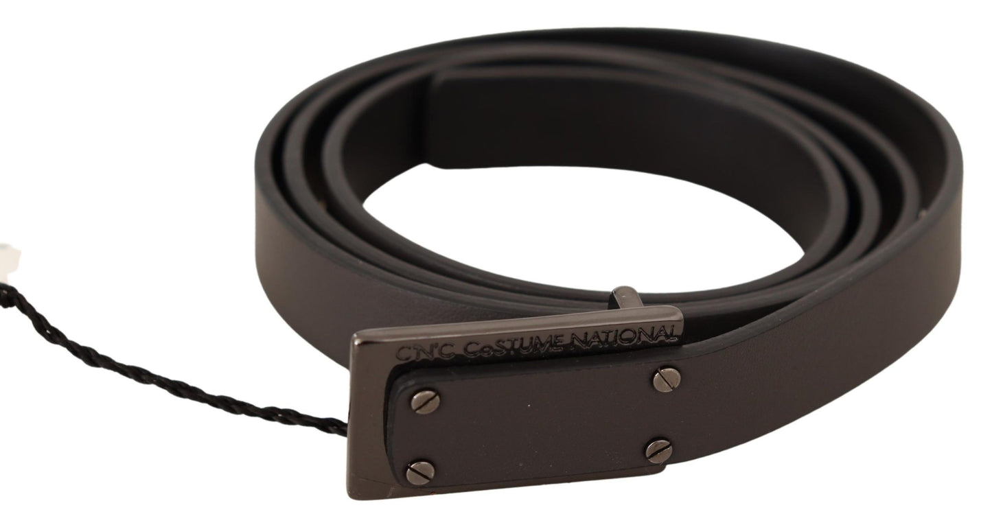 Elegant Leather Belt with Metal Buckle