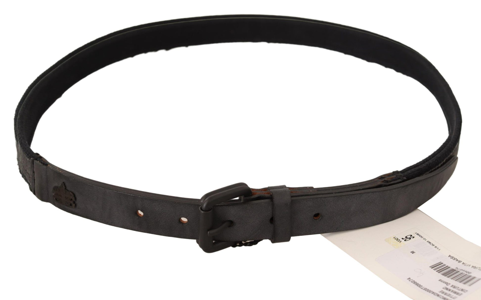 Classic Black Leather Belt with Buckle Fastening