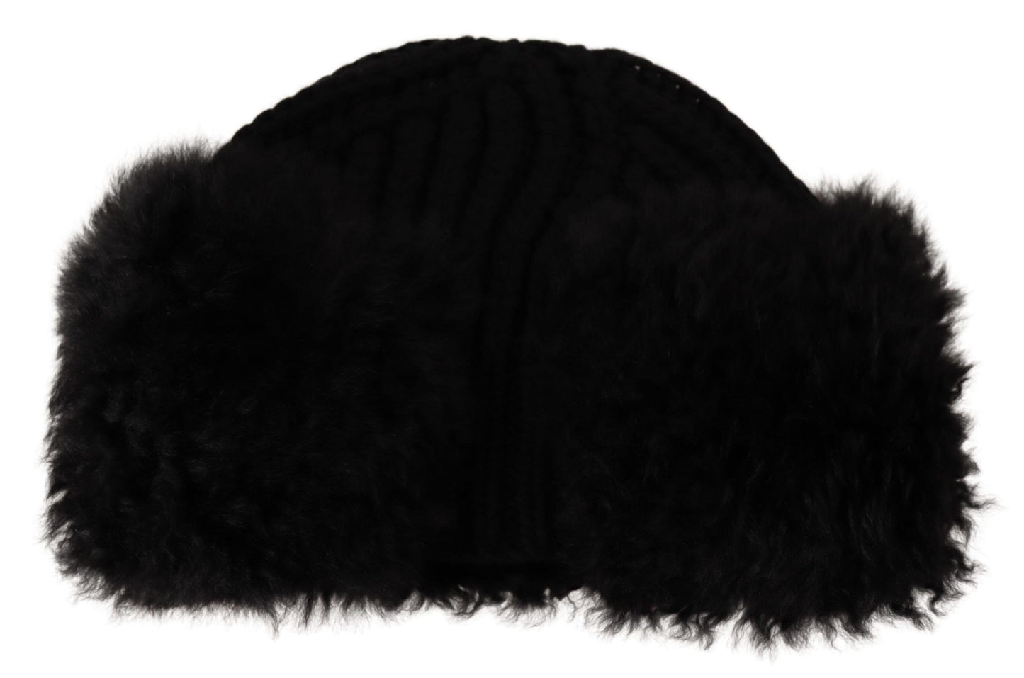 Gorro elegante de piel de alpaca y cachemir negro