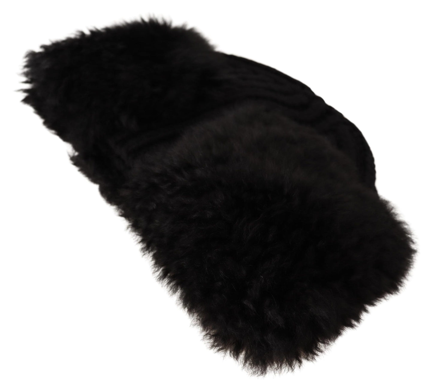 Gorro elegante de piel de alpaca y cachemir negro