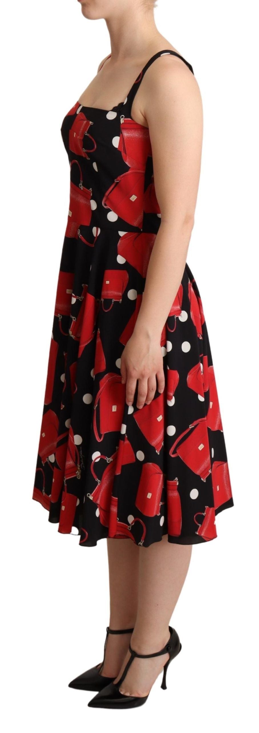 Vestido midi sin mangas con estampado de bolso siciliano