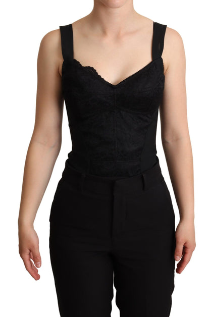 Elegante zwarte kanten bodysuit korsetjurk