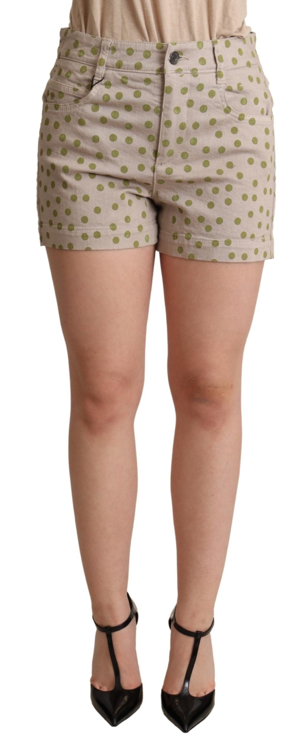 Shorts elegantes de algodón elástico con lunares