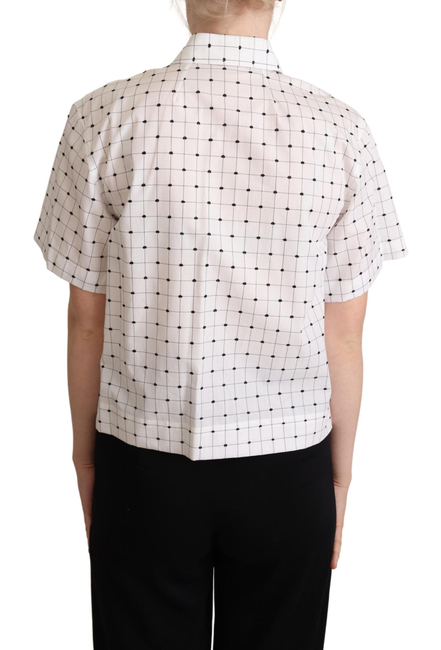 Chic Monochrome Polka Dot Polo Top