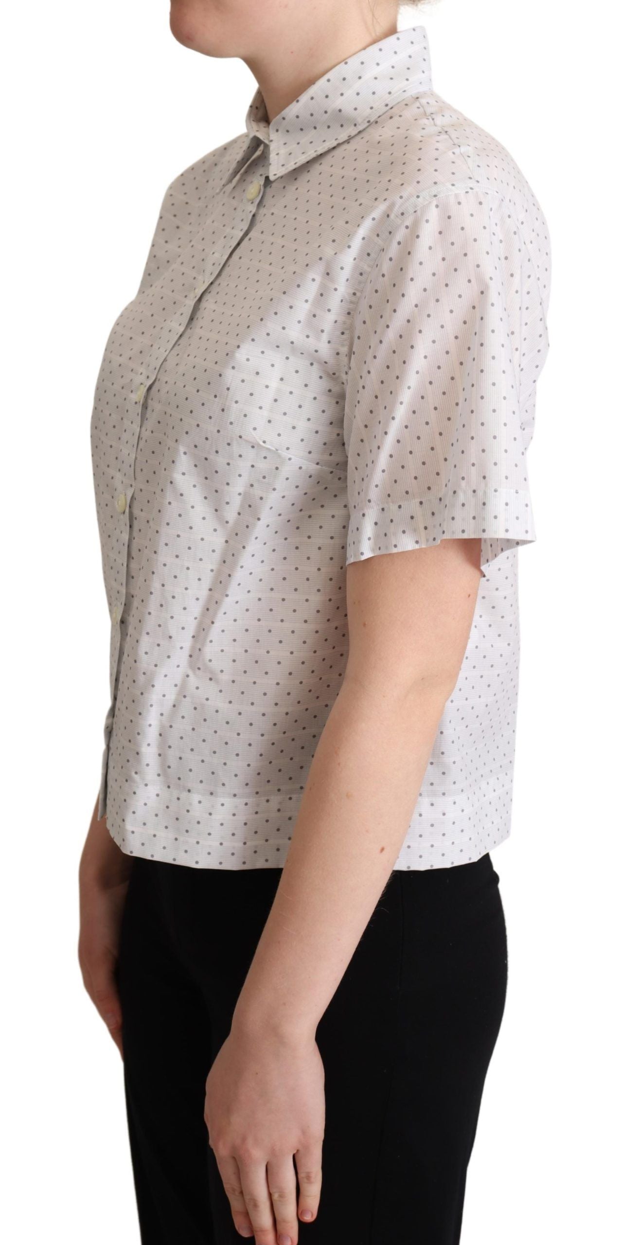 Elegant Polka Dot Cotton Polo Top