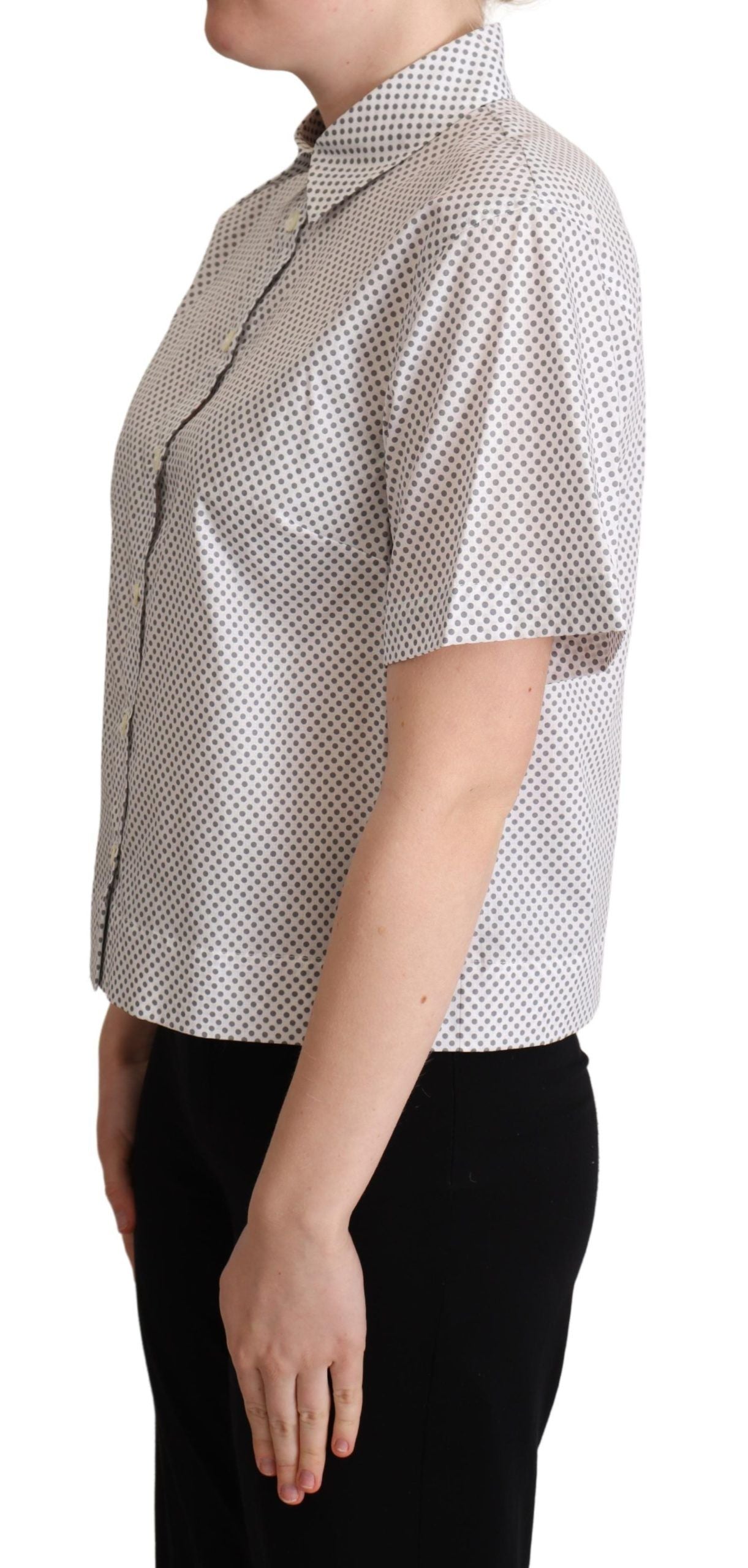 Chic Gray Polka Dot Short Sleeve Polo