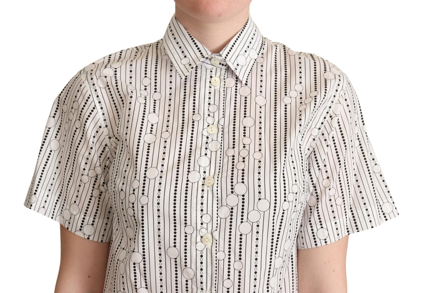 Geometric Elegance Collared Polo Top