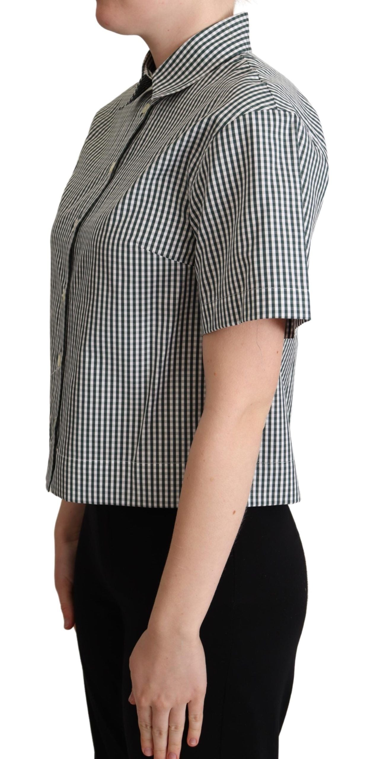 Elegant Checkered Cotton Polo Top