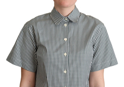 Elegant Checkered Cotton Polo Top