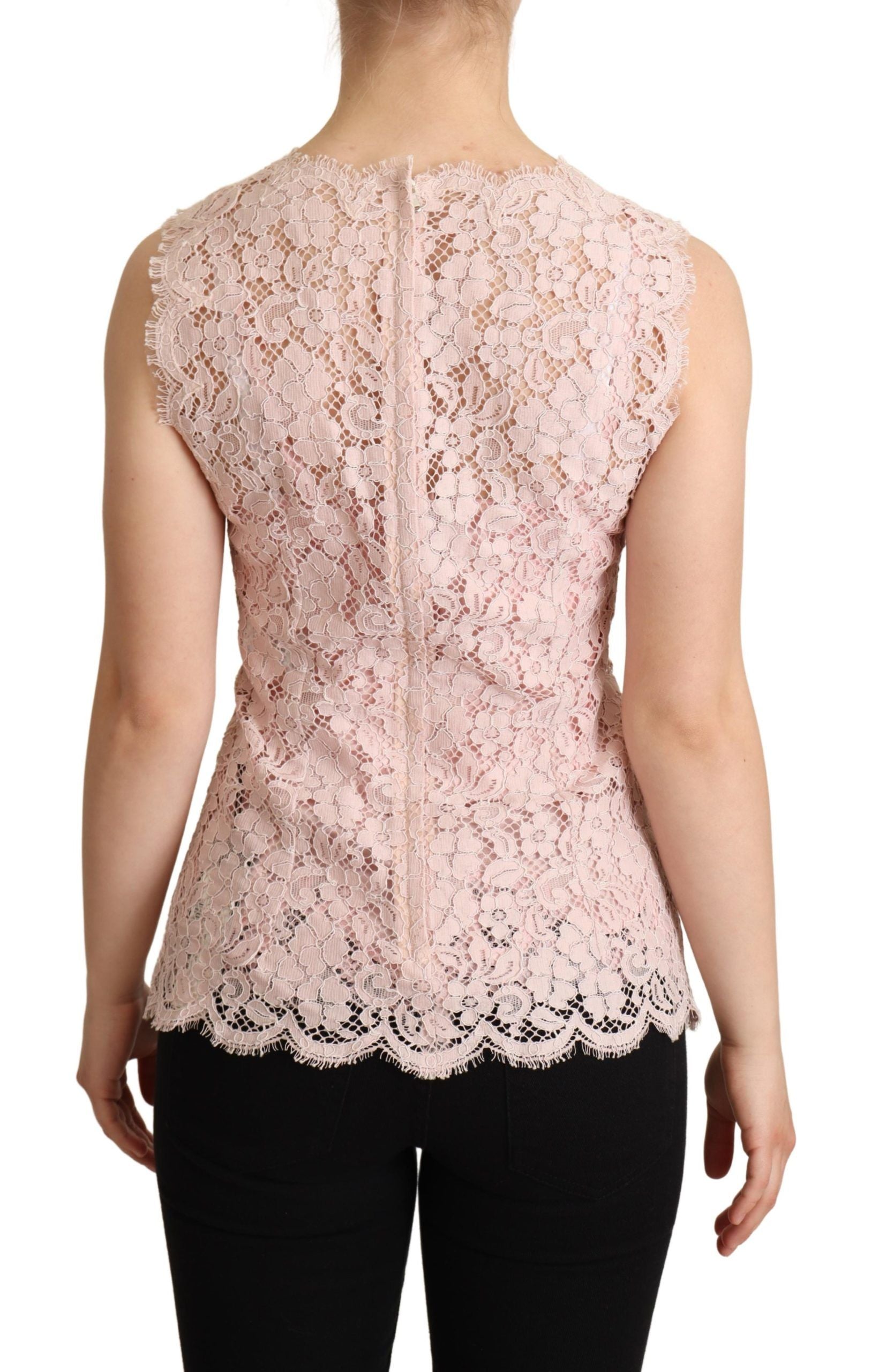 Elegante roze kanten mouwloze blouse