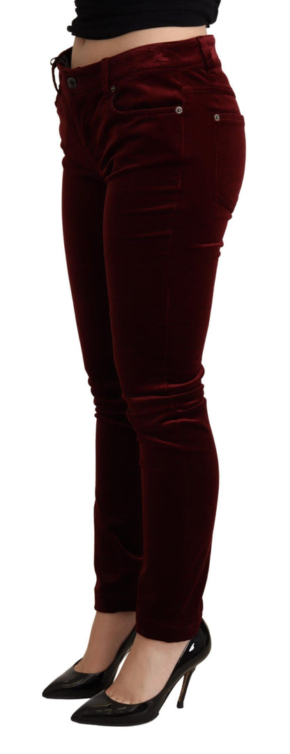 Prachtige bordeauxrode skinny broek