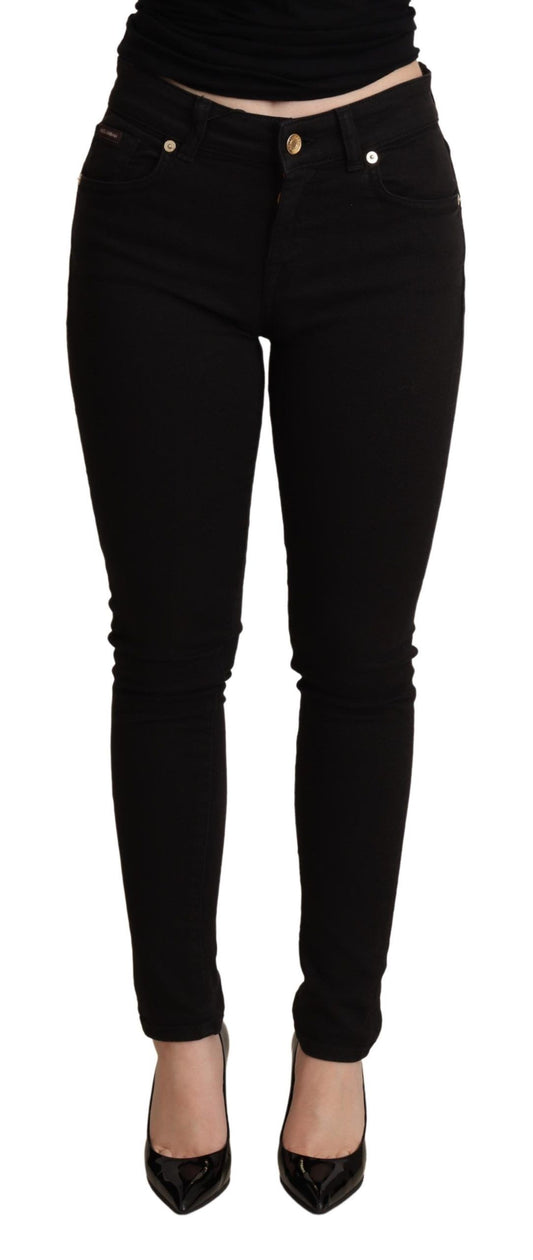 Elegante skinny zwarte jeans met middelhoge taille