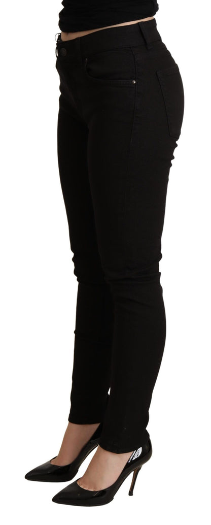 Elegante zwarte skinny jeans met middelhoge taille