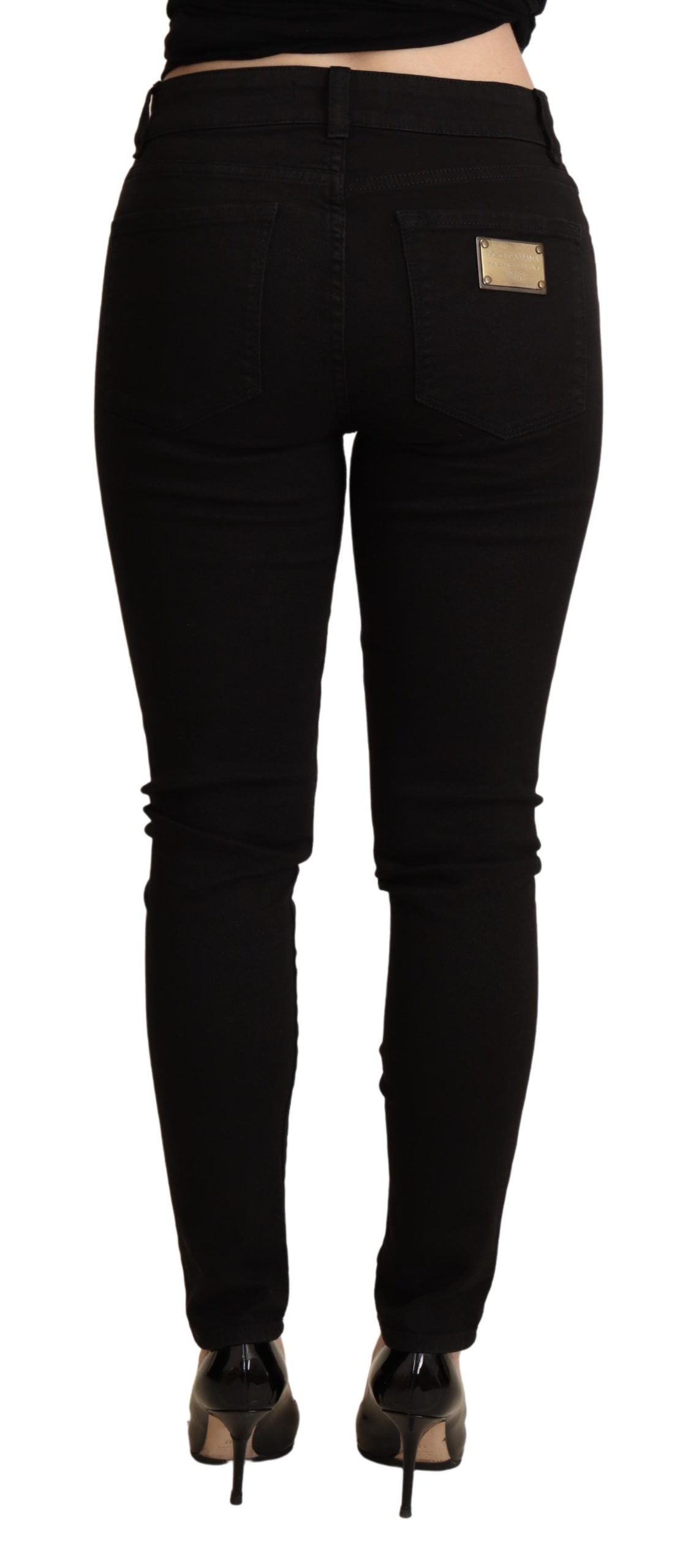 Elegante zwarte skinny jeans met middelhoge taille