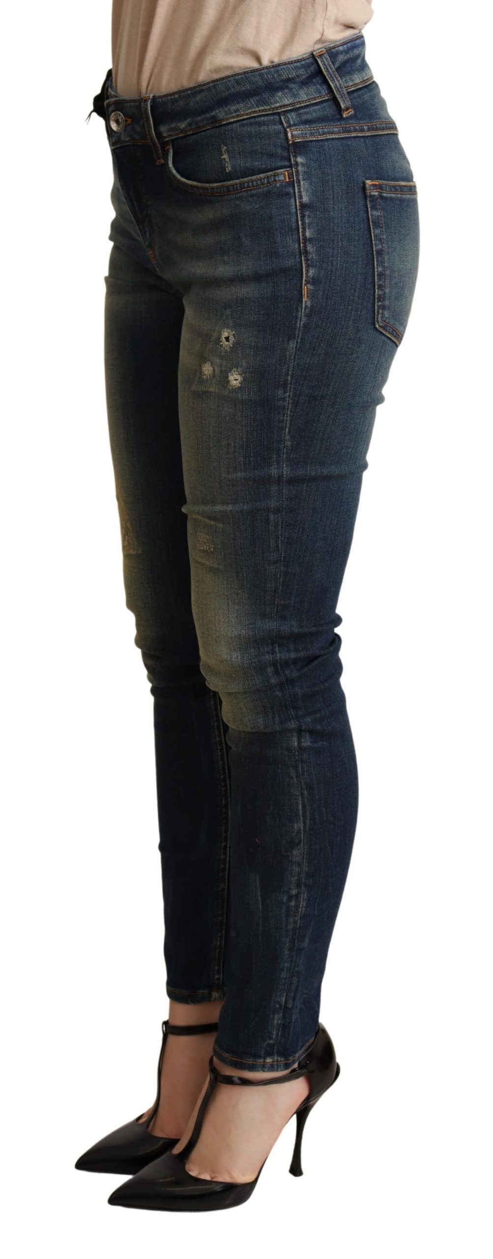 Elegante slim-fit donkerblauwe skinny jeans