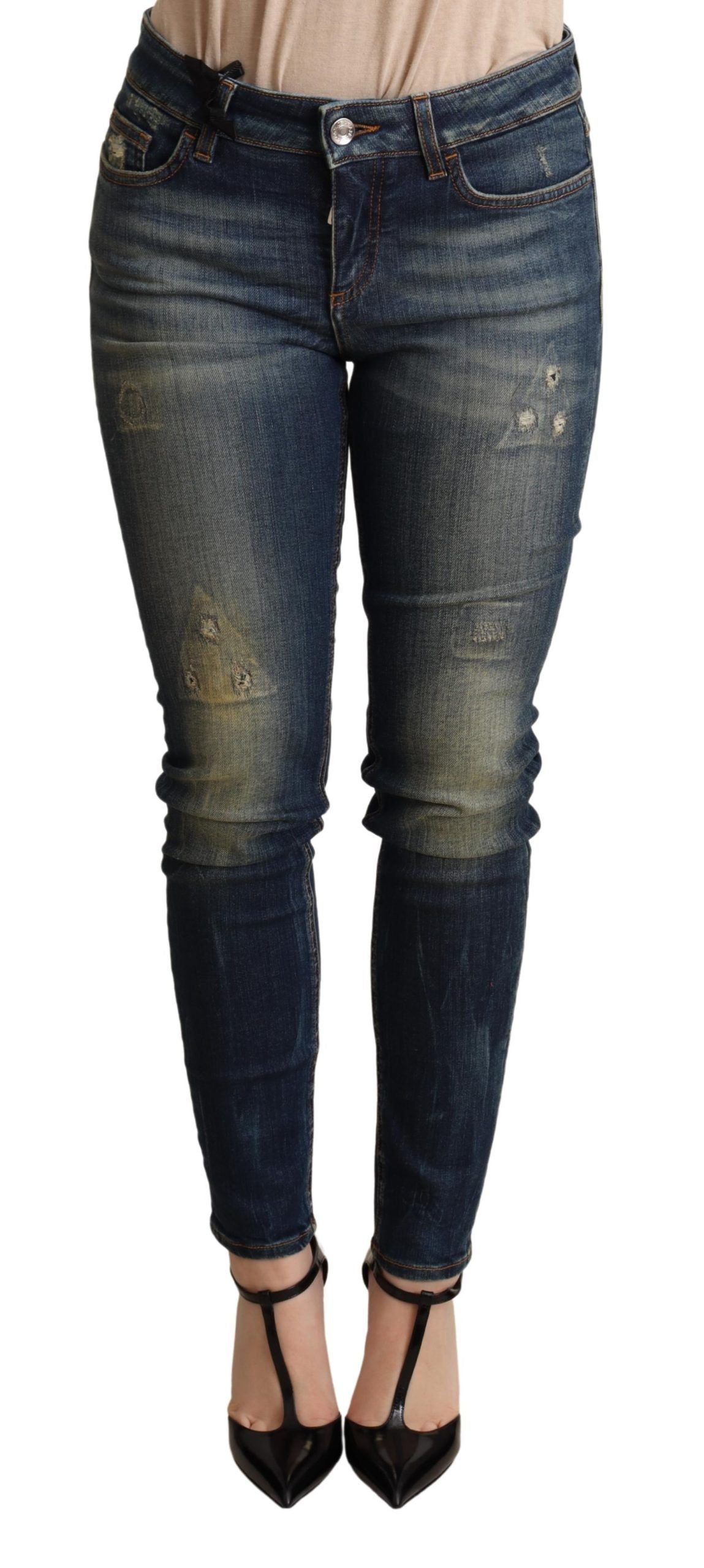 Elegante slim-fit donkerblauwe skinny jeans