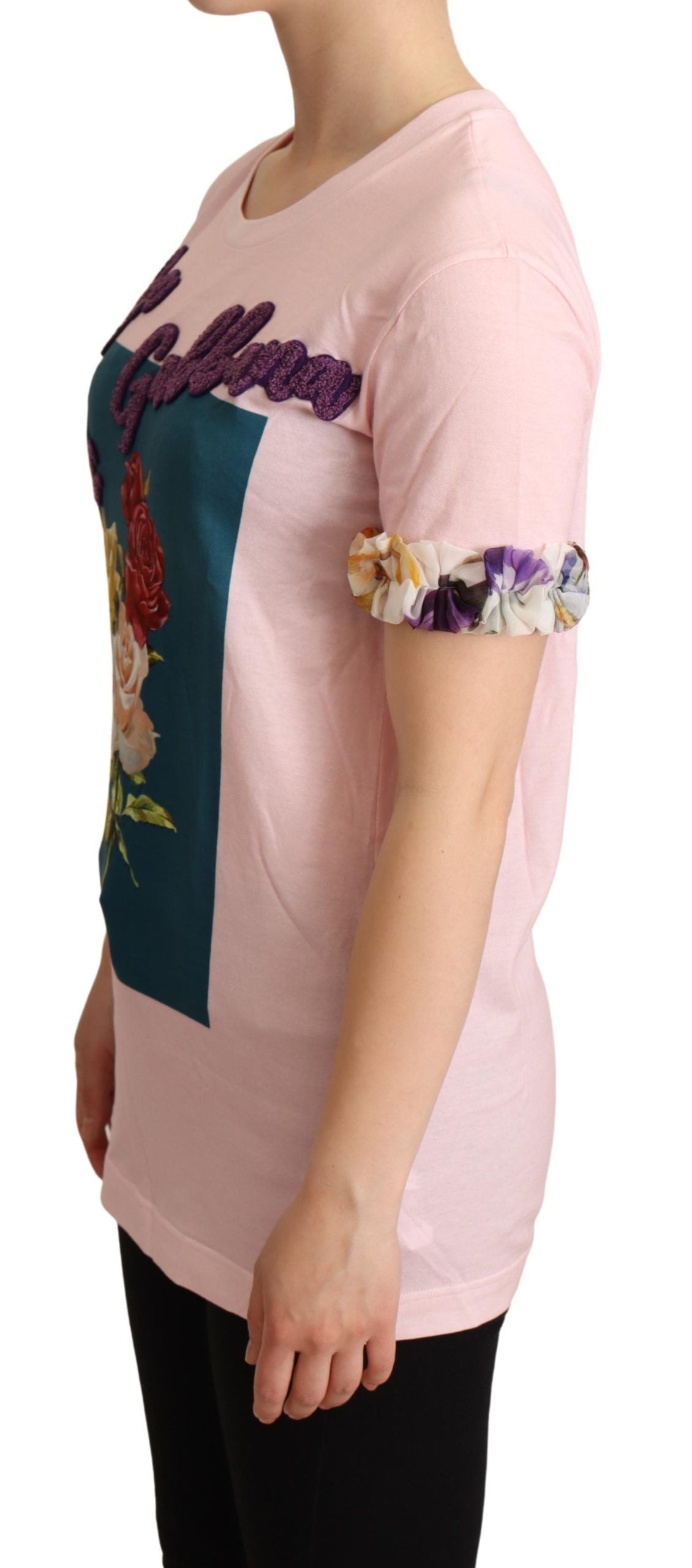 Elegant T-shirt met bloemen- en rozenapplicatie