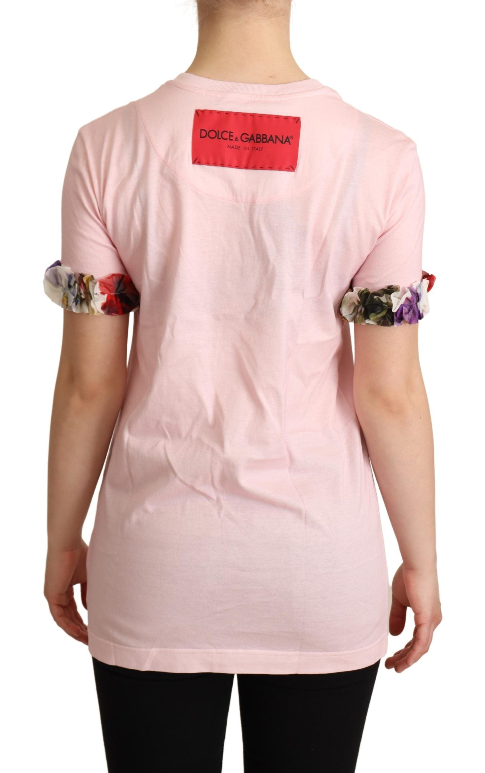 Elegant T-shirt met bloemen- en rozenapplicatie