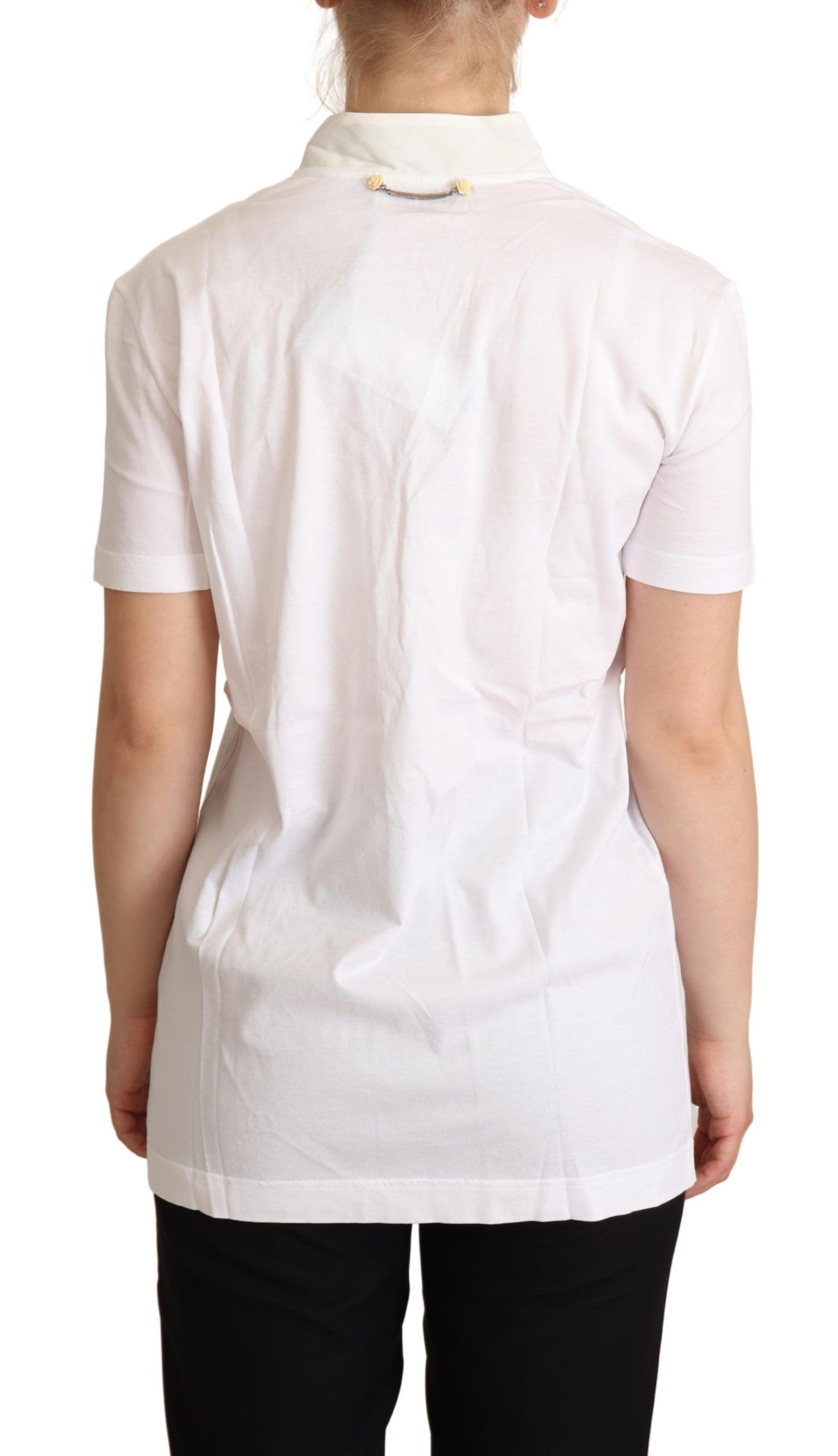 Camiseta blanca elegante en mezcla de seda con motivo Love