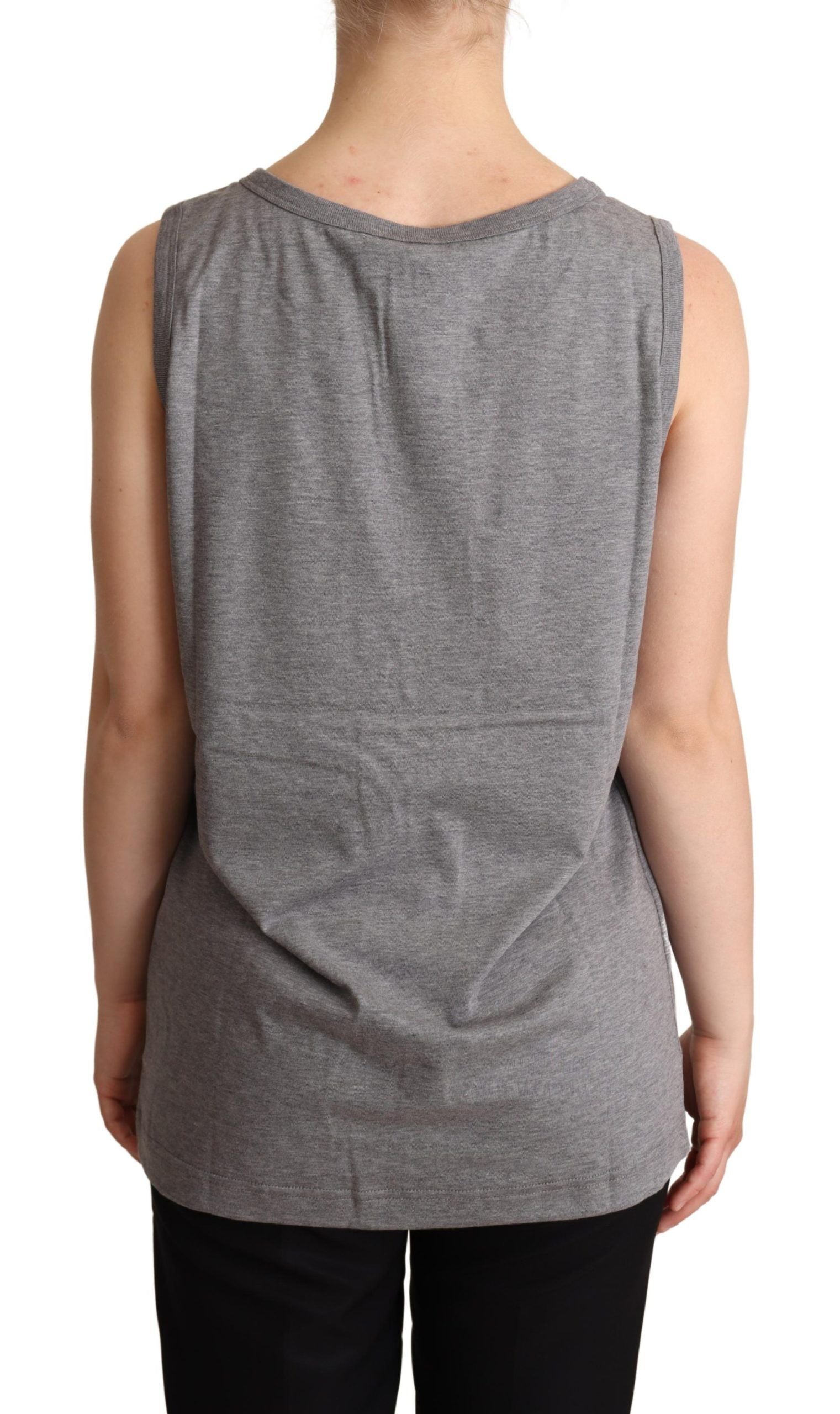 Elegante mouwloze tanktop van grijs katoenjersey