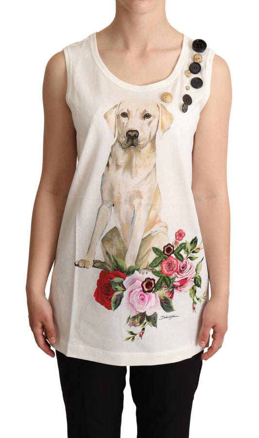 Camiseta sin mangas floral canina elegante