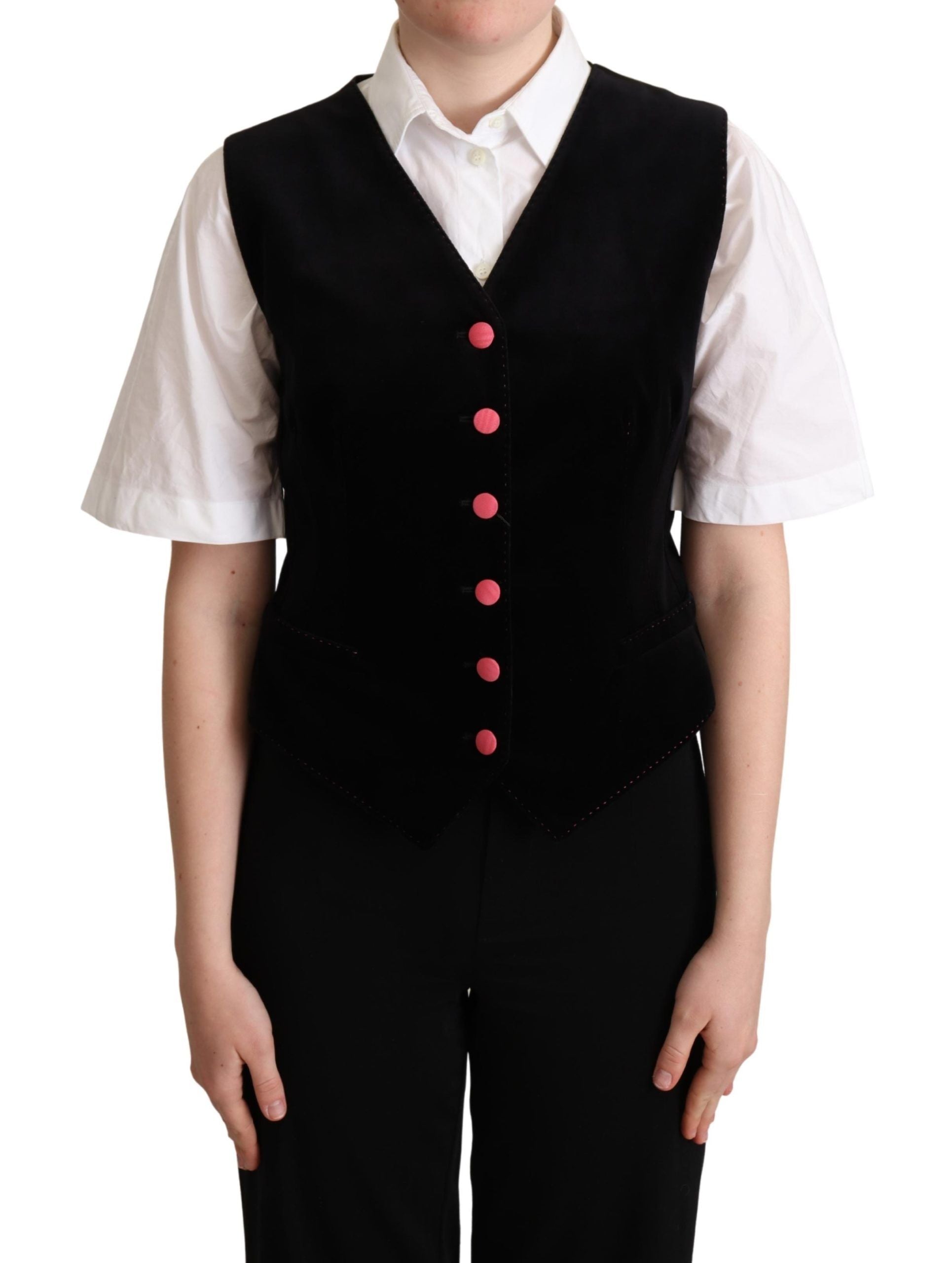 Elegant Black Velvet Sleeveless Waistcoat