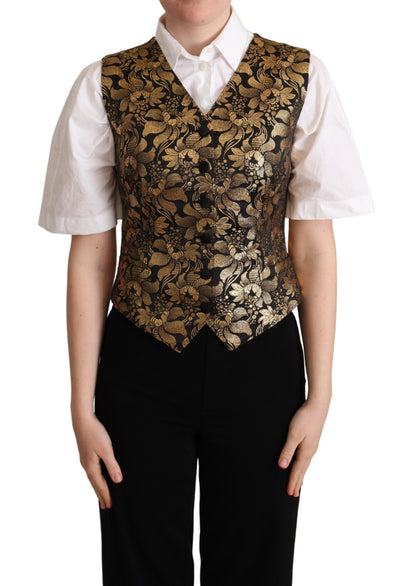 Elegant zwart jacquard gilet