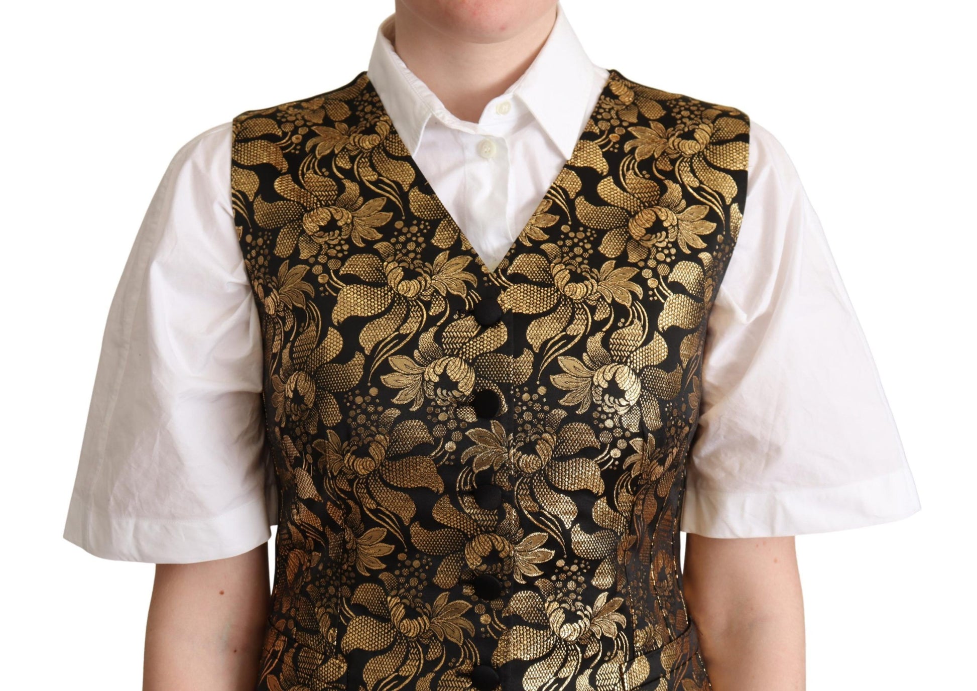 Elegant zwart jacquard gilet