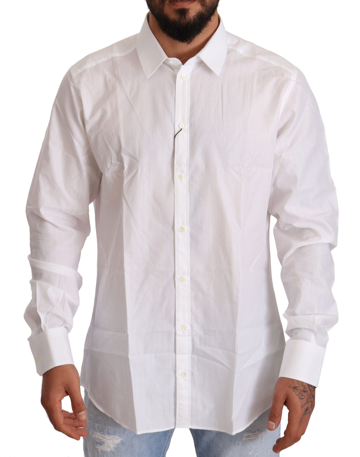 Camisa blanca elegante con corte Martini