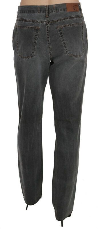 Chic Gray Mid Waist Straight Leg Jeans